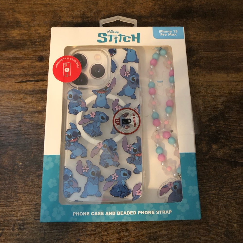 Disney Stitch iPhone 15 Pro Max Case with Beaded Strap‎ - Multicolor